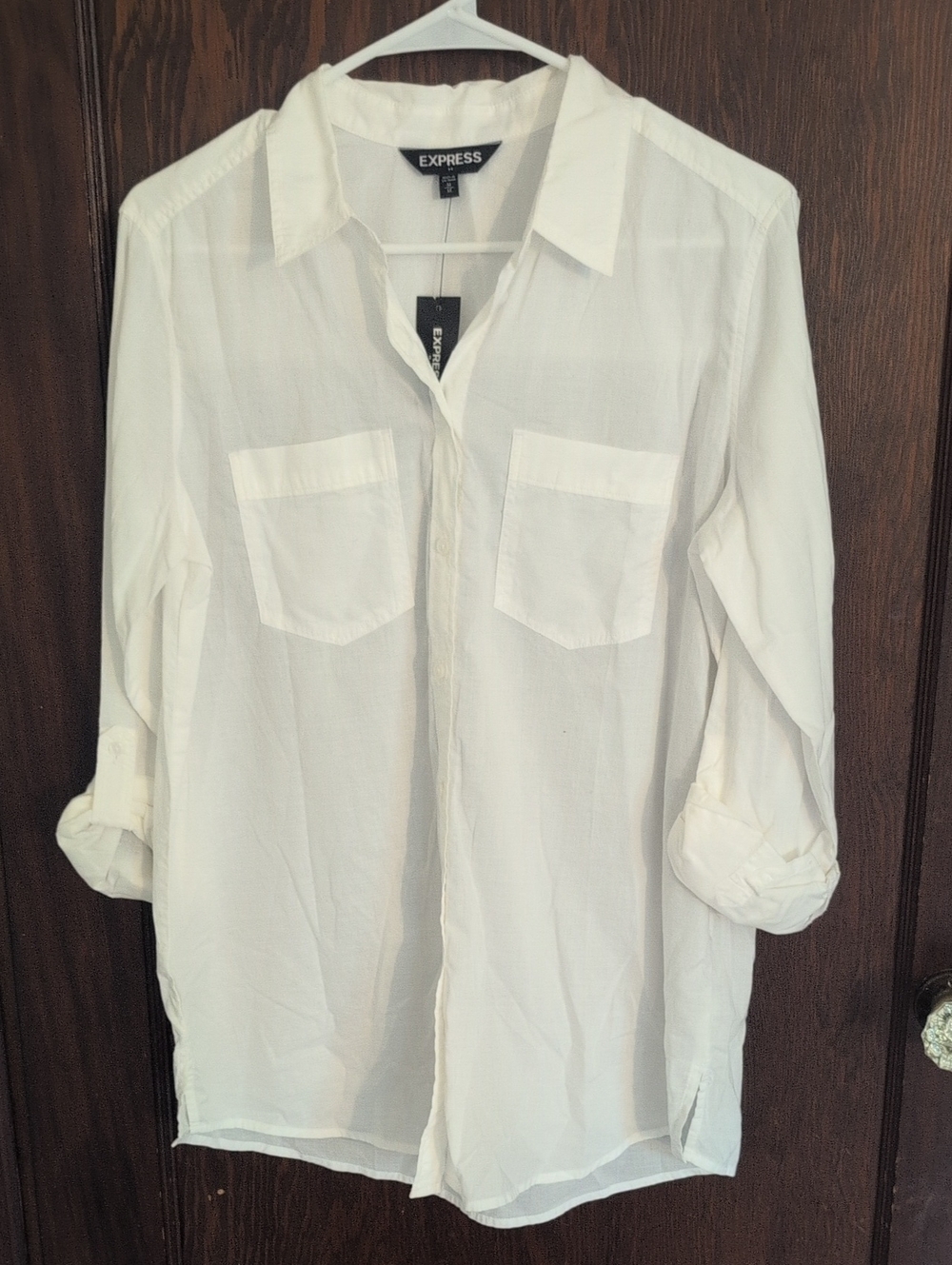 Express Women’s White Casual Button-Down Shirt